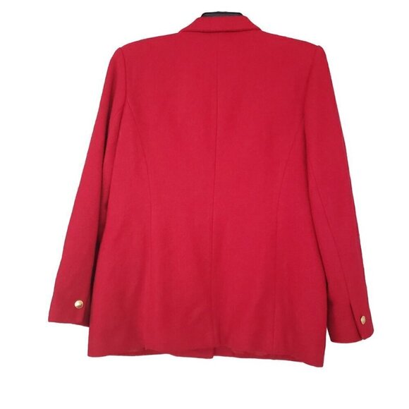 Vintage Y2K Talbots Red Berkshire Wool Coat Gold Button & Pockets Womens Size 14 - Picture 2 of 4